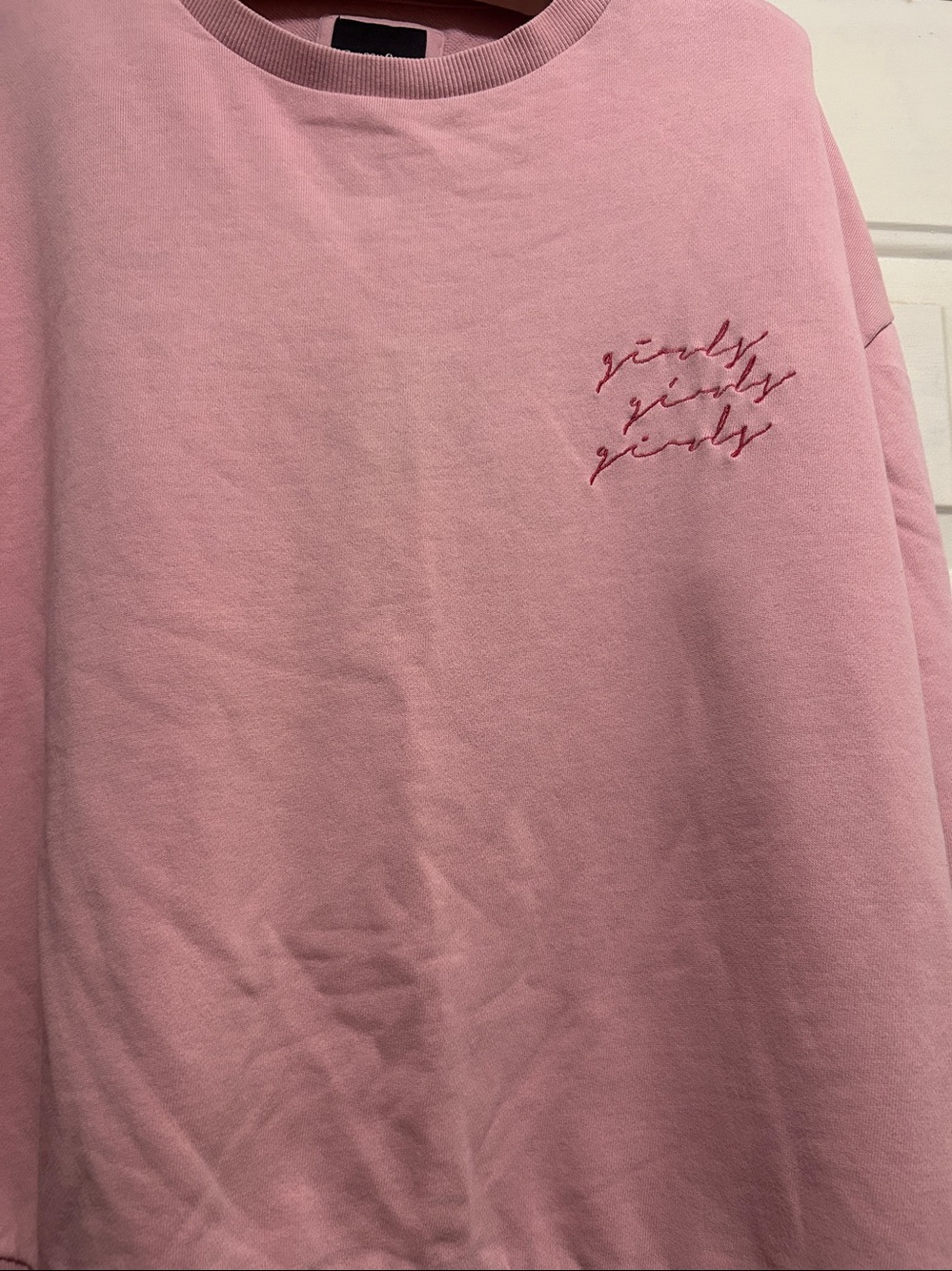 Barney Cools Pink Crewneck Sweatshirt with Script Embroidery Girly Girly Girly